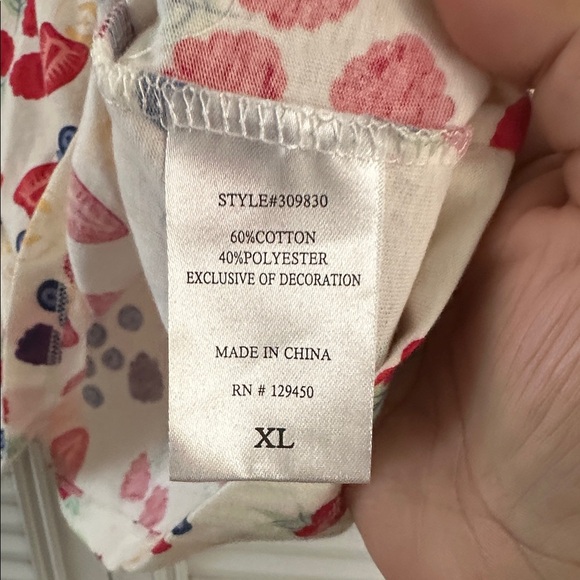 NWT Feeling Festive Cream Fruit Print Nana Club Long Sleeve Top Size XL - Picture 7 of 7